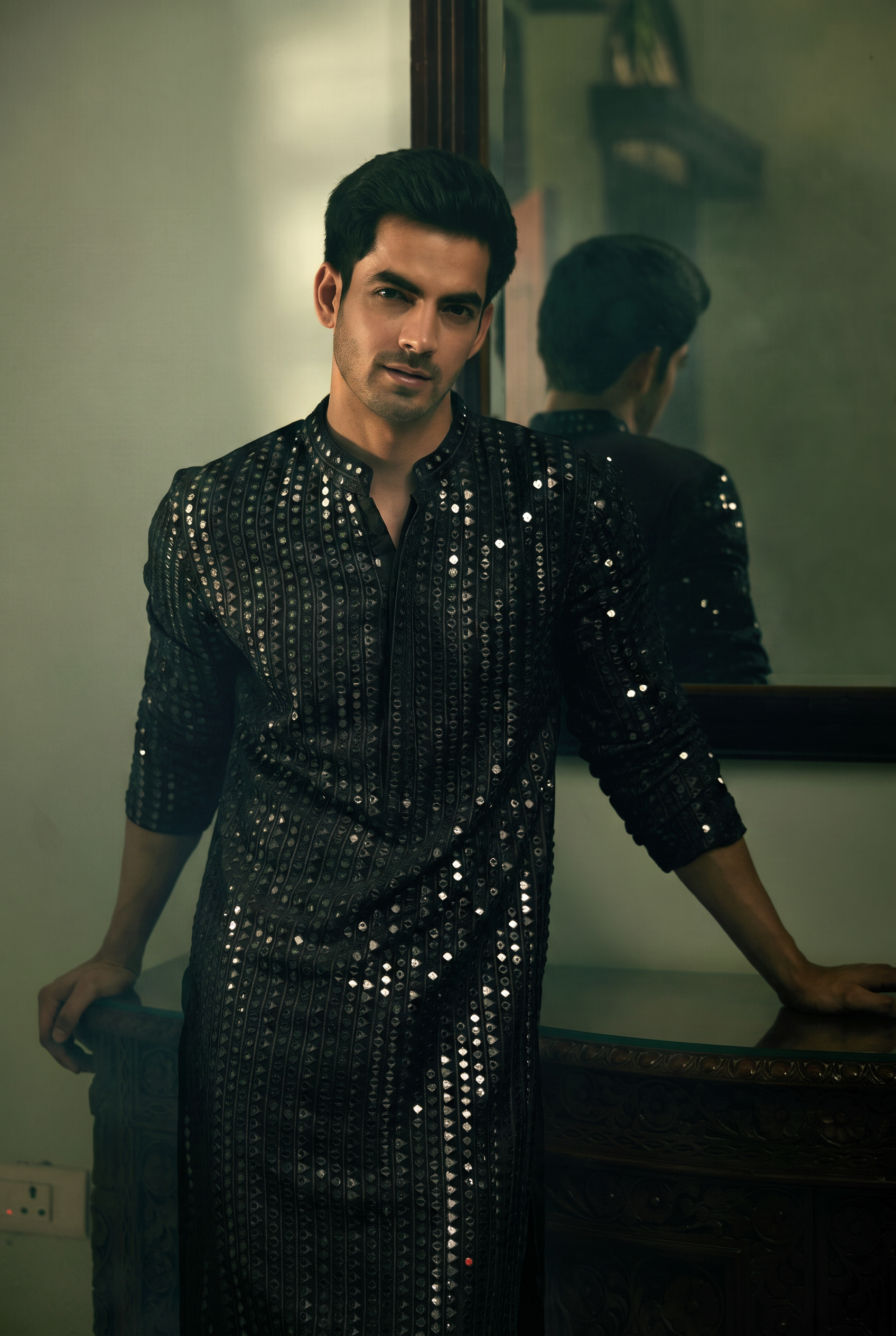 Black Mirror Work Kurta Set for Men | Yasir by AVK