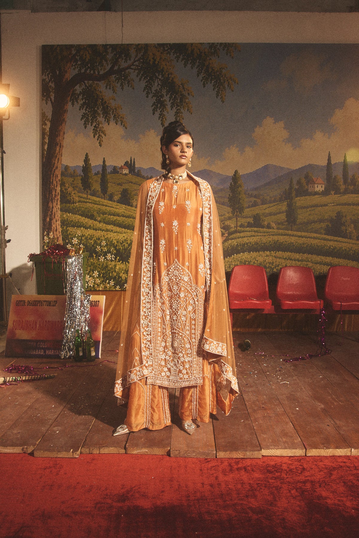 Peach Afsana Suit