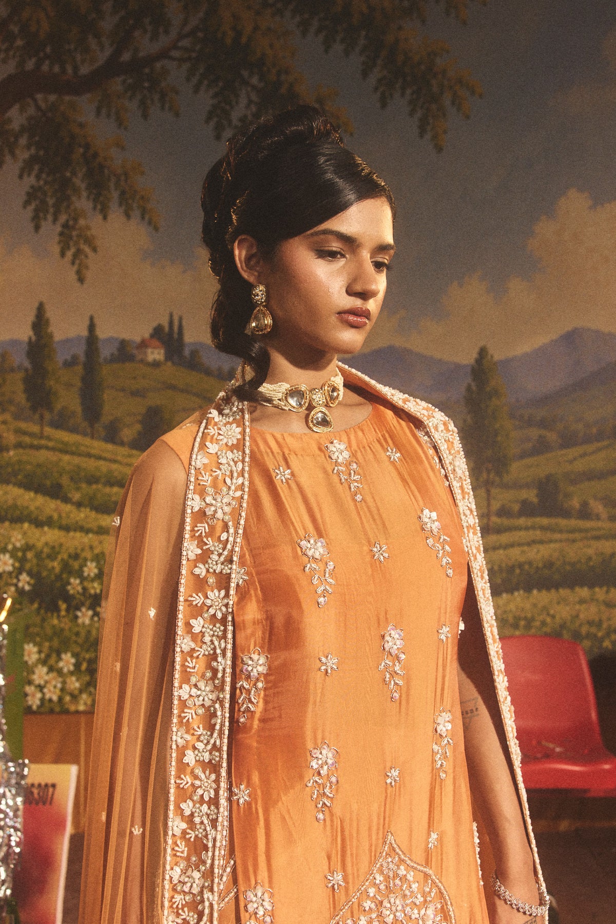 Peach Afsana Suit