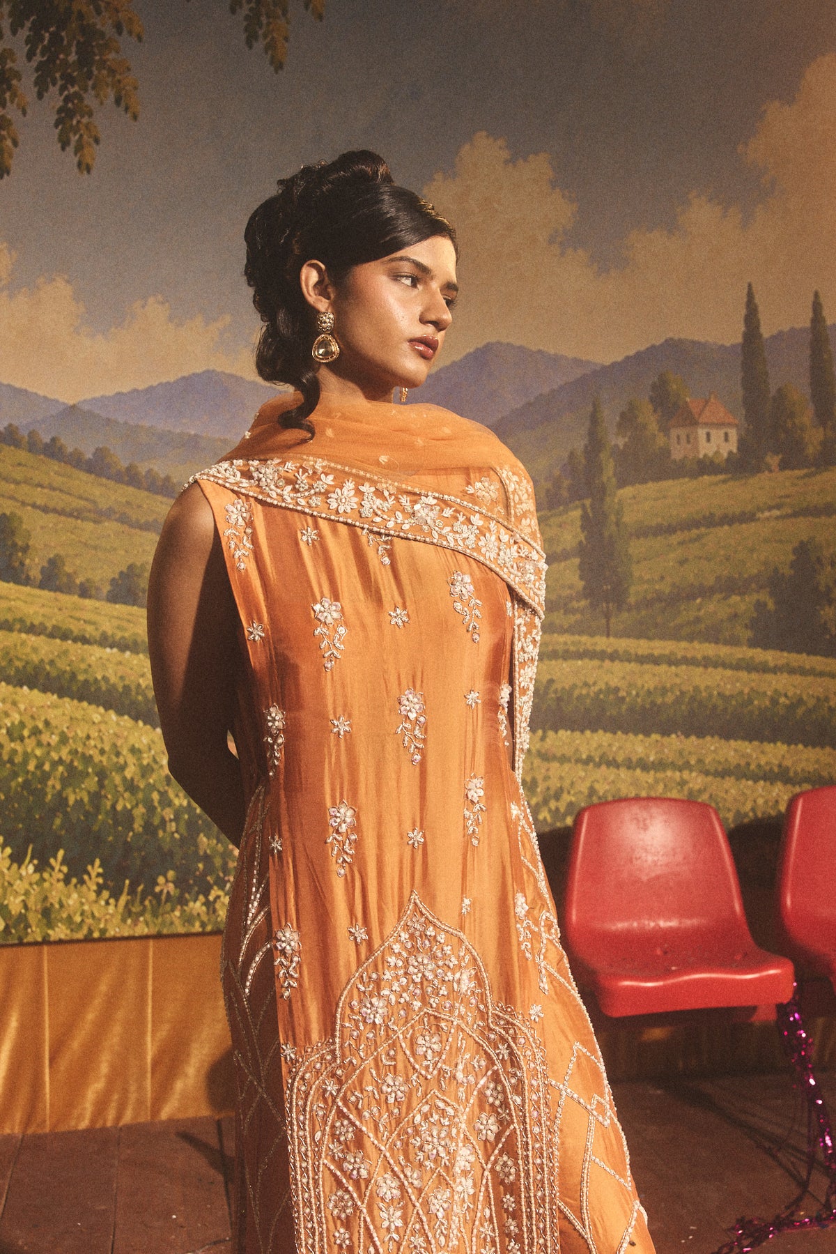 Peach Afsana Suit