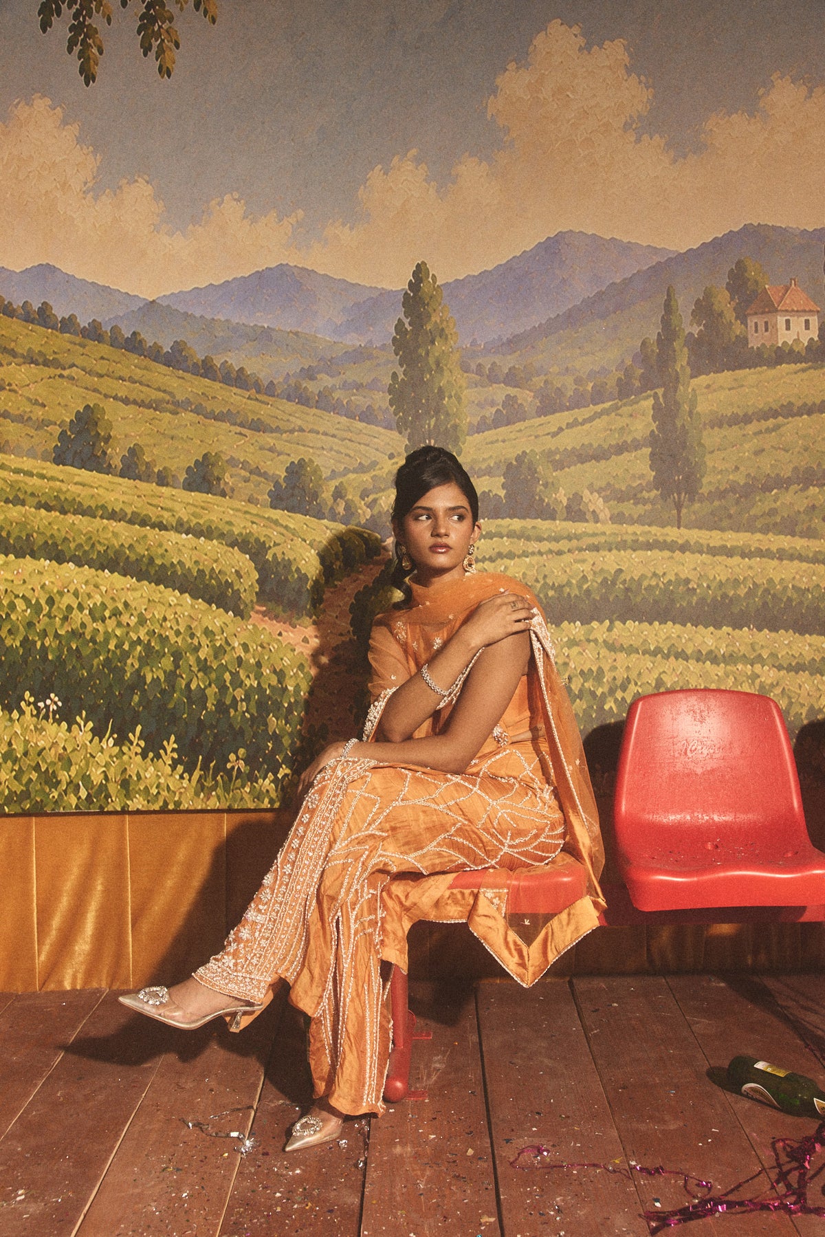 Peach Afsana Suit