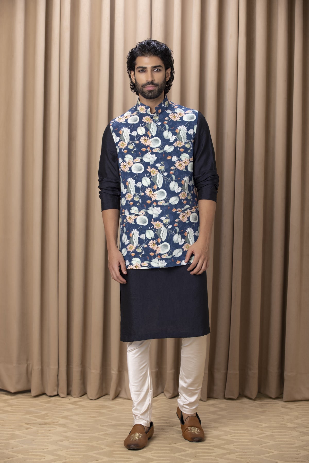 Blue Bandi Kurta Set for Men - Kamal Bandi Set