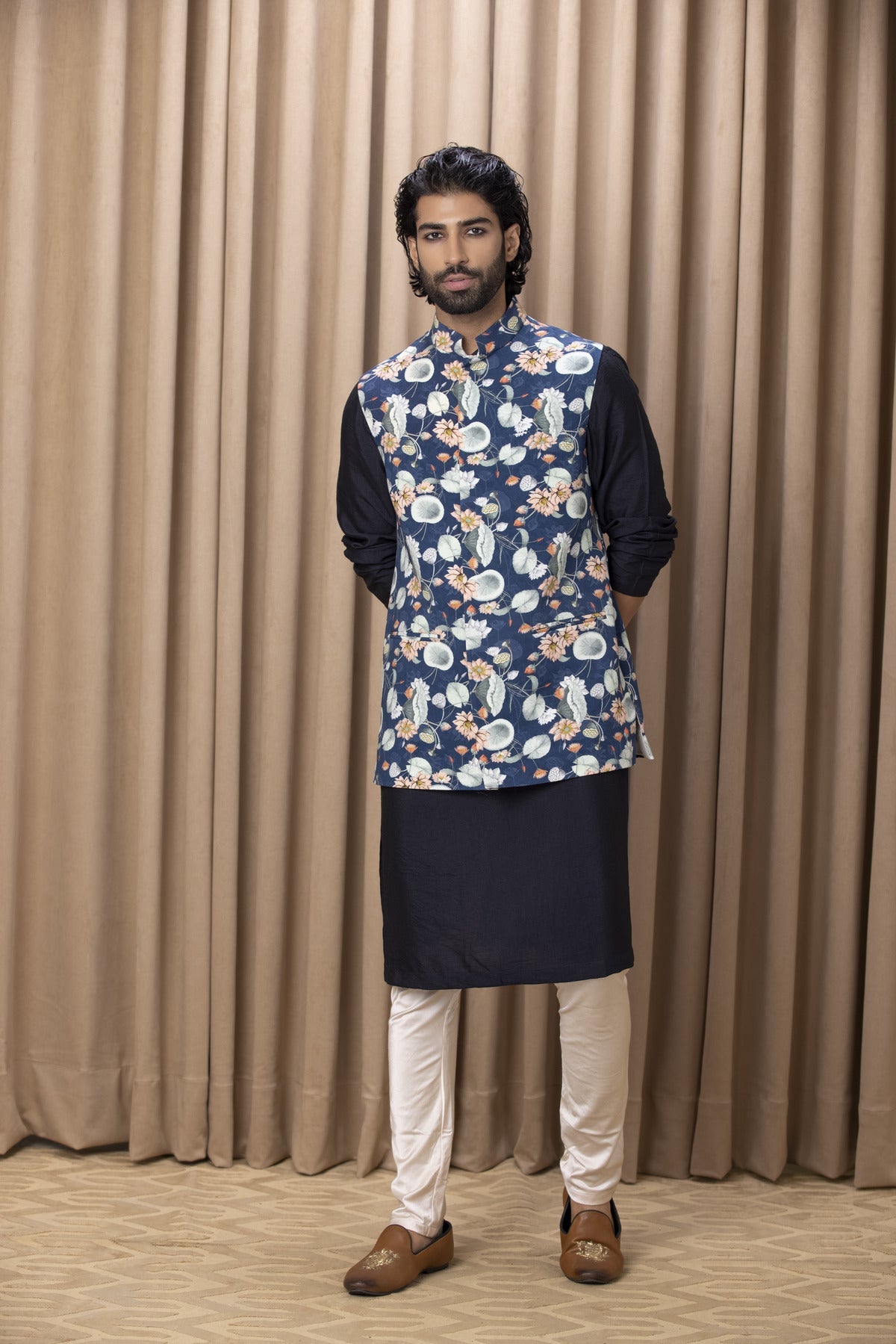 Blue Bandi Kurta Set for Men - Kamal Bandi Set