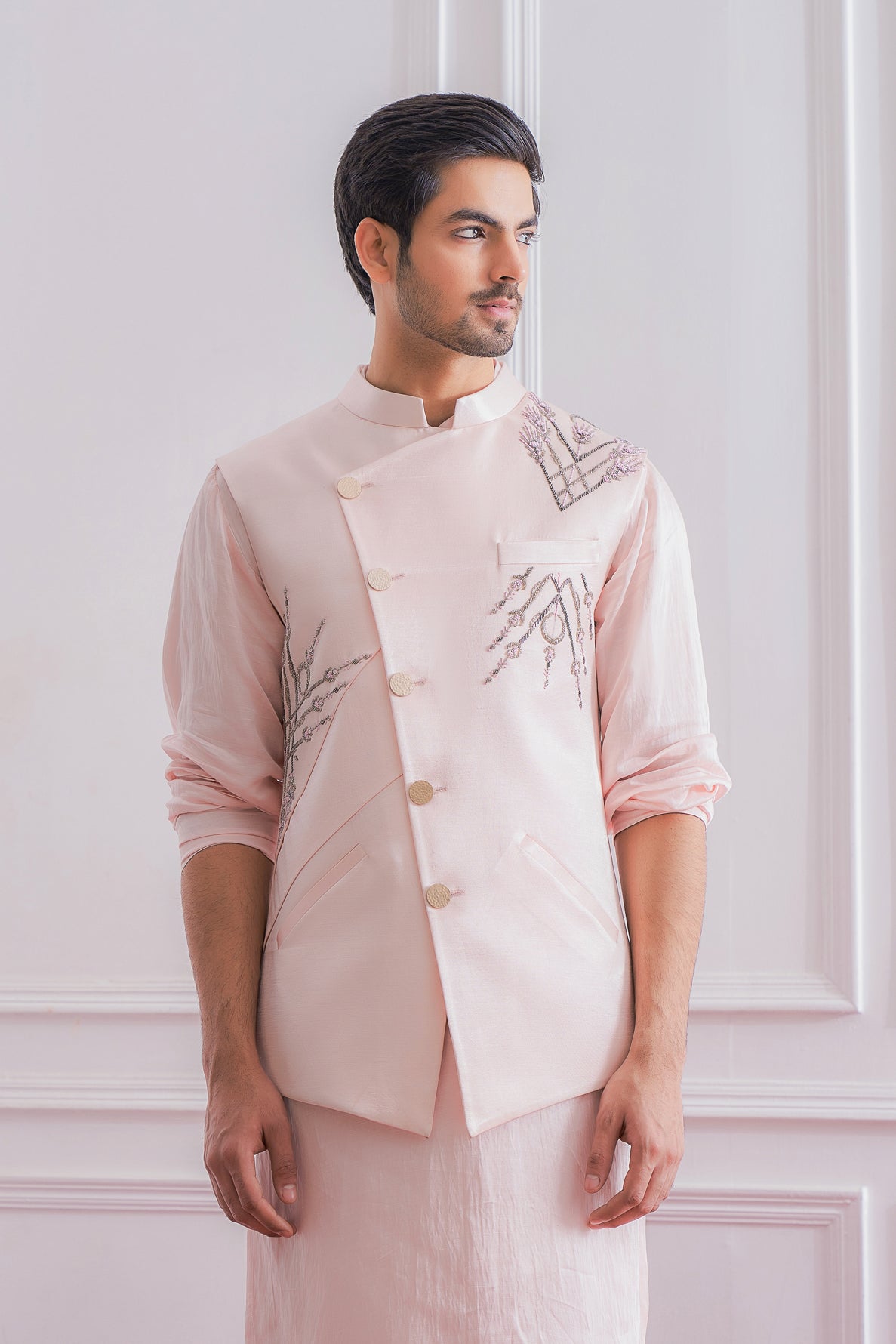 Pink Kurta Bandi for Men for Festive Occasions - Multan Bandi Set