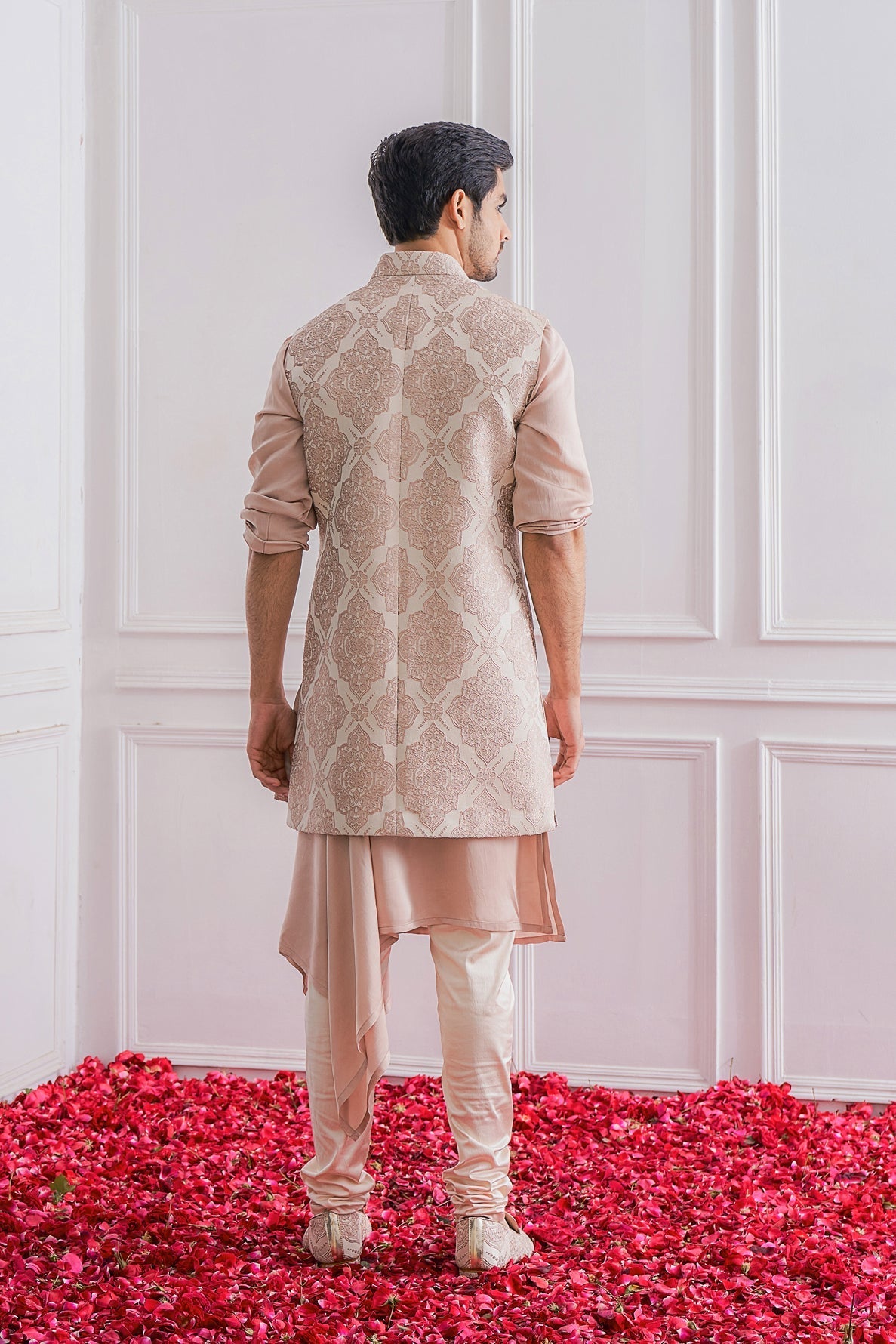 Dusty Rose Bandi Kurta for Men - Ahmedpur Bandi Set