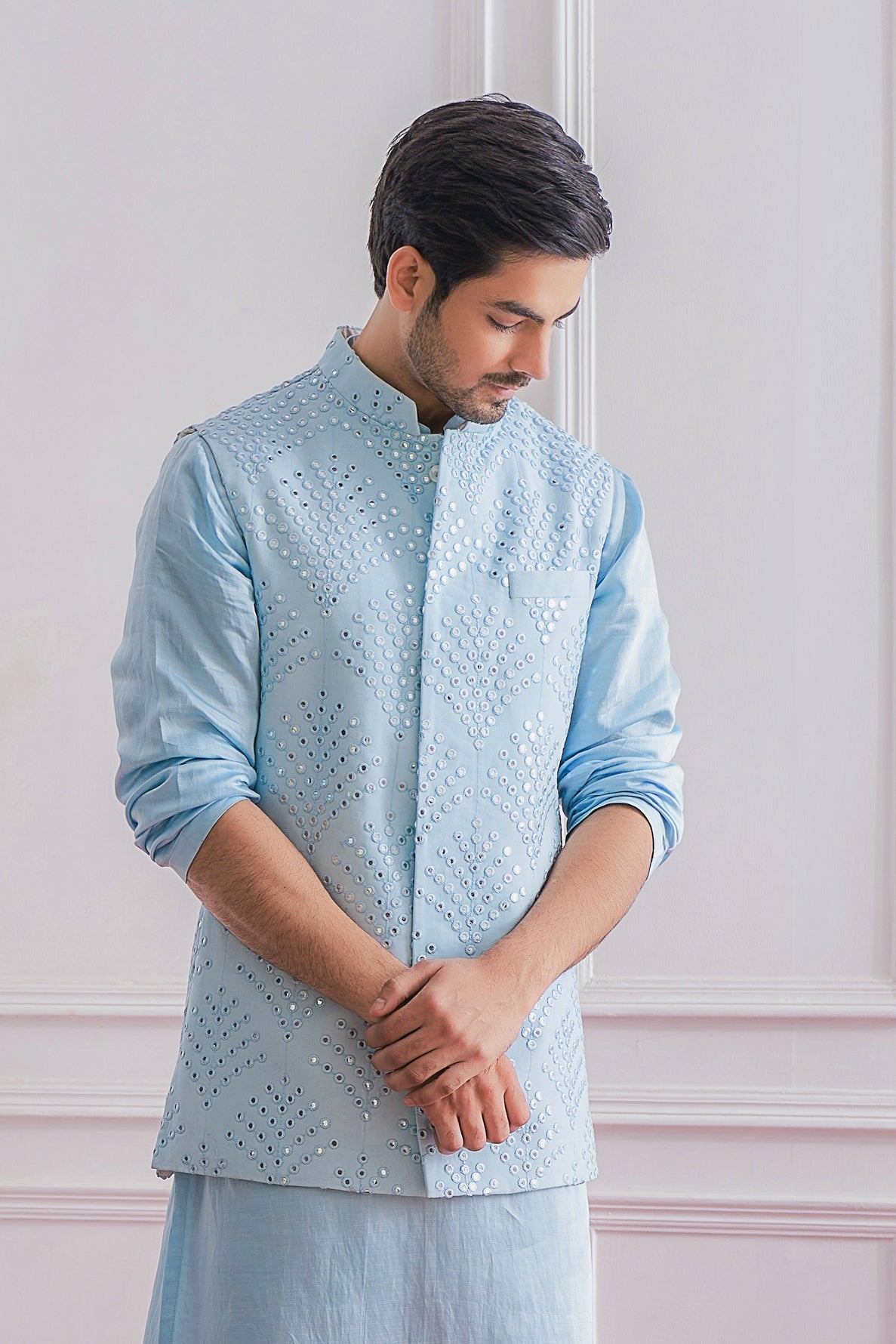 Blue Bandi Set for Men by Ankit V Kapoor - Mirpur Bandi Set