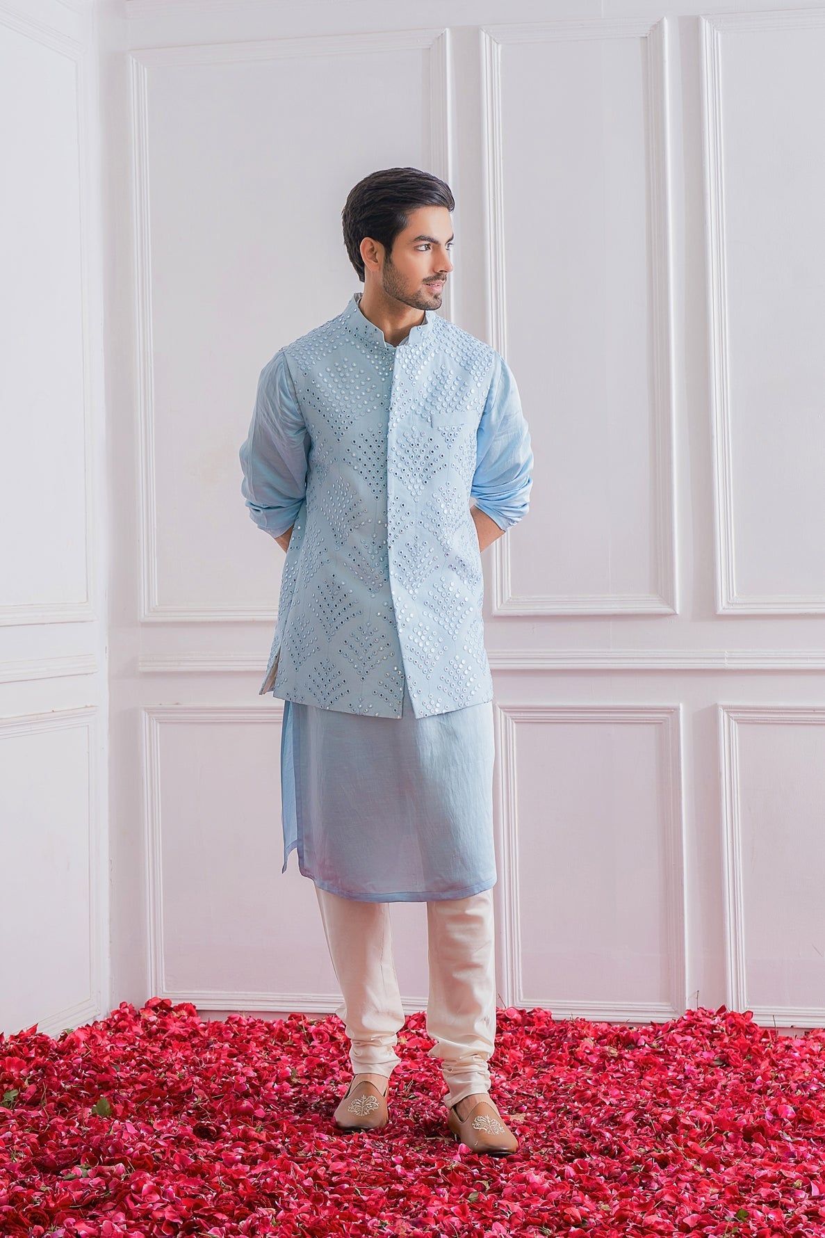 Blue Bandi Set for Men by Ankit V Kapoor - Mirpur Bandi Set
