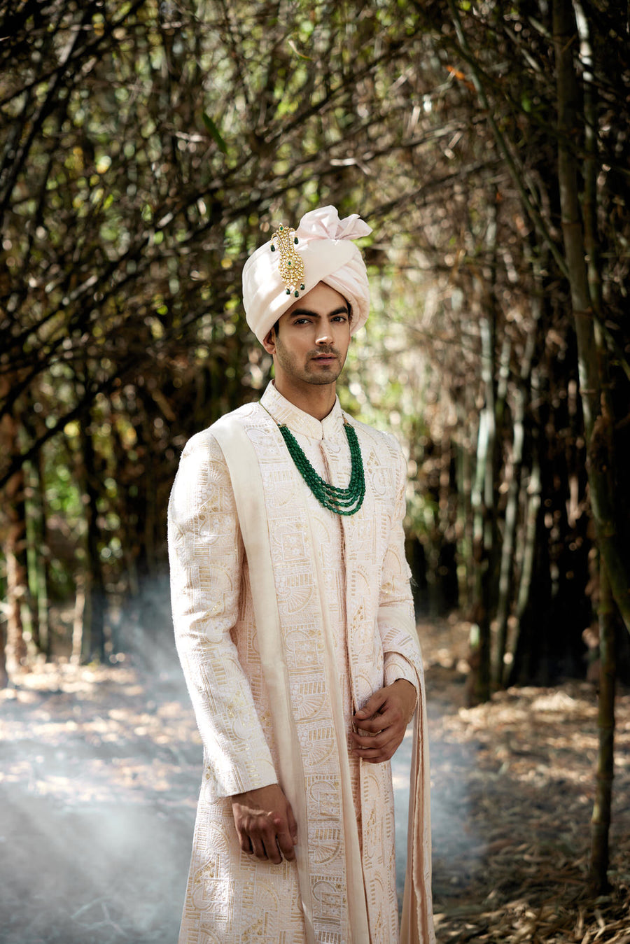 Powder Pink Hand-Embroidered Sherwani Set for Wedding | Zahid by AVK