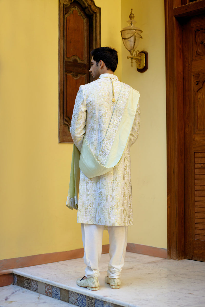 ZAHID SHERWANI SET (MINT GREEN)