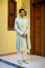 FAHAD SHERWANI SET (MINT GREEN)