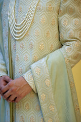 FAHAD SHERWANI SET (MINT GREEN)