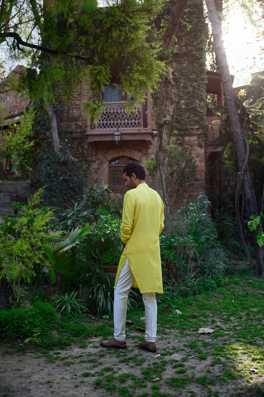 Yellow Kurta Bandi Set for Men - Juna Mahal Bandi Set
