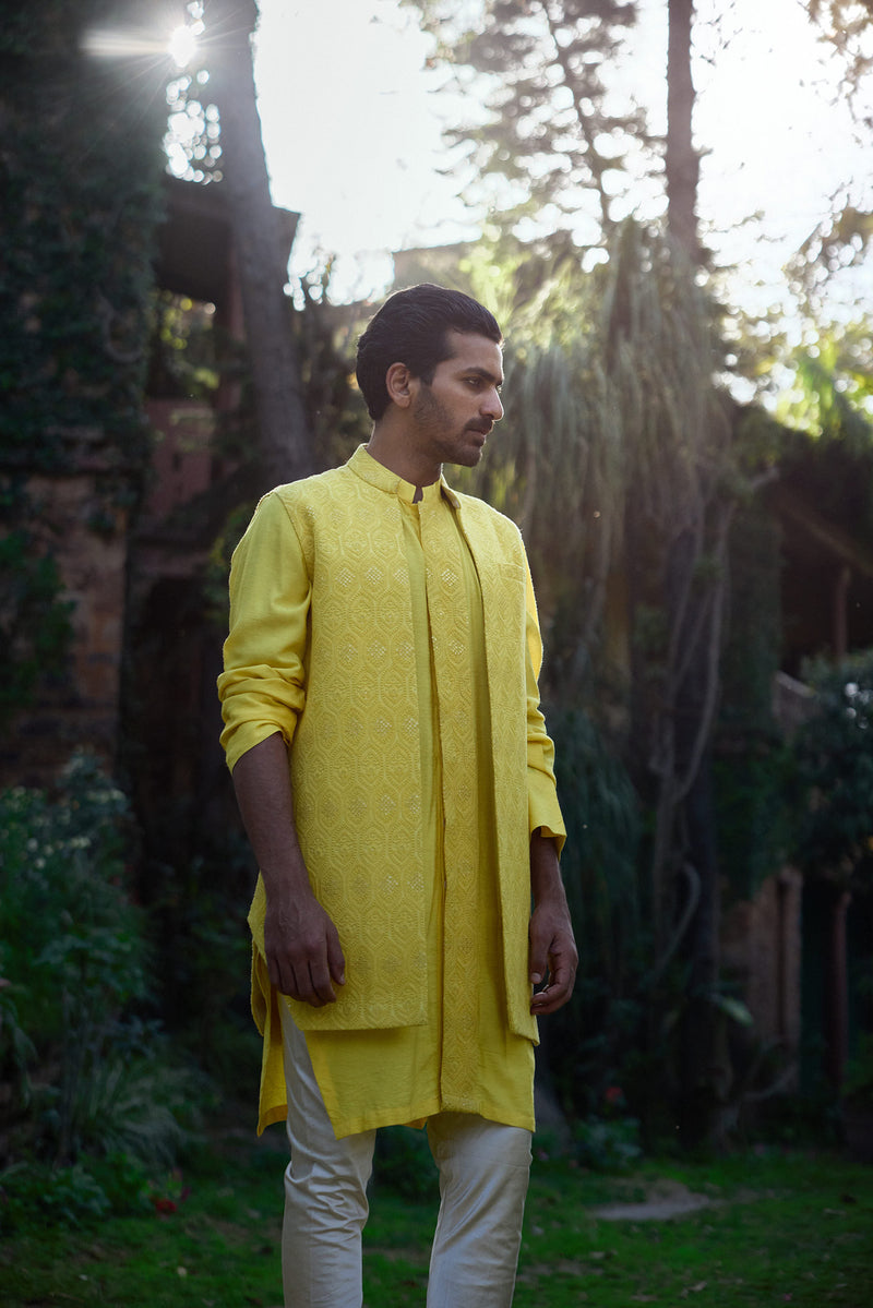Yellow Kurta Bandi Set for Men - Juna Mahal Bandi Set | Designer Indian ...