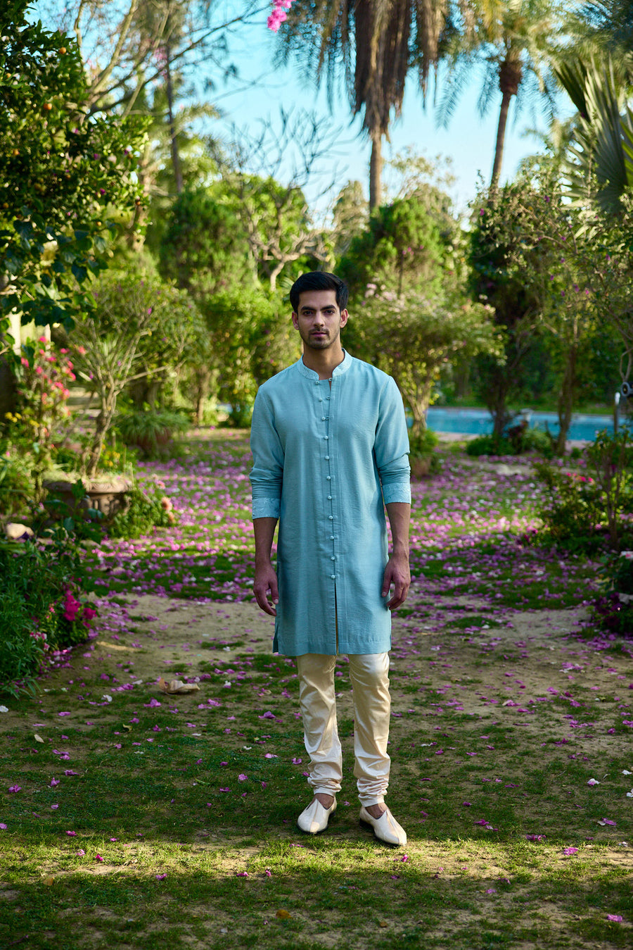 Blue Bandi Kurta Set for Festive Occasions - Akbari Bandi Set