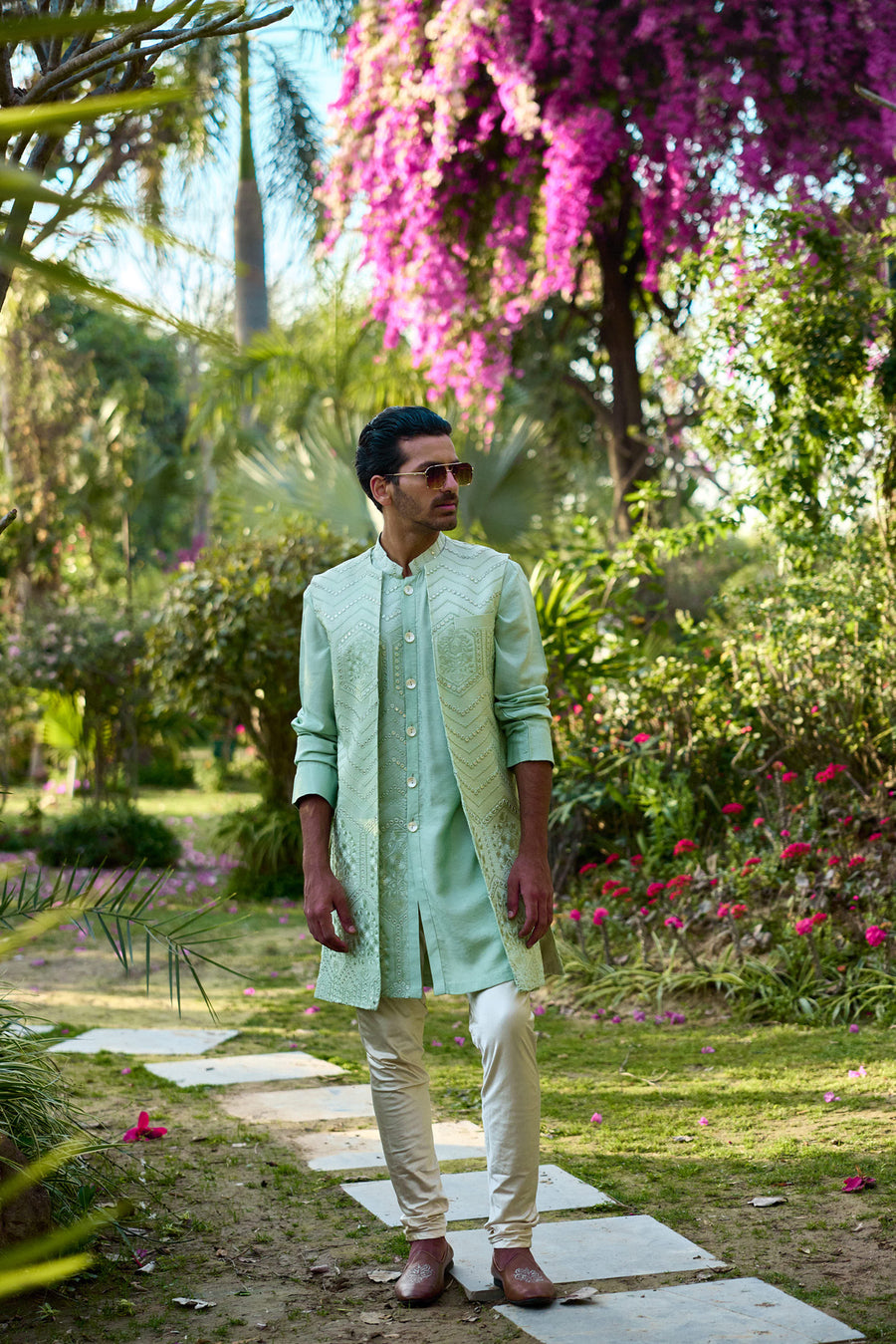 Mint Green Kurta Bandi Set for Festive Occasions - Fateh Bandi Set