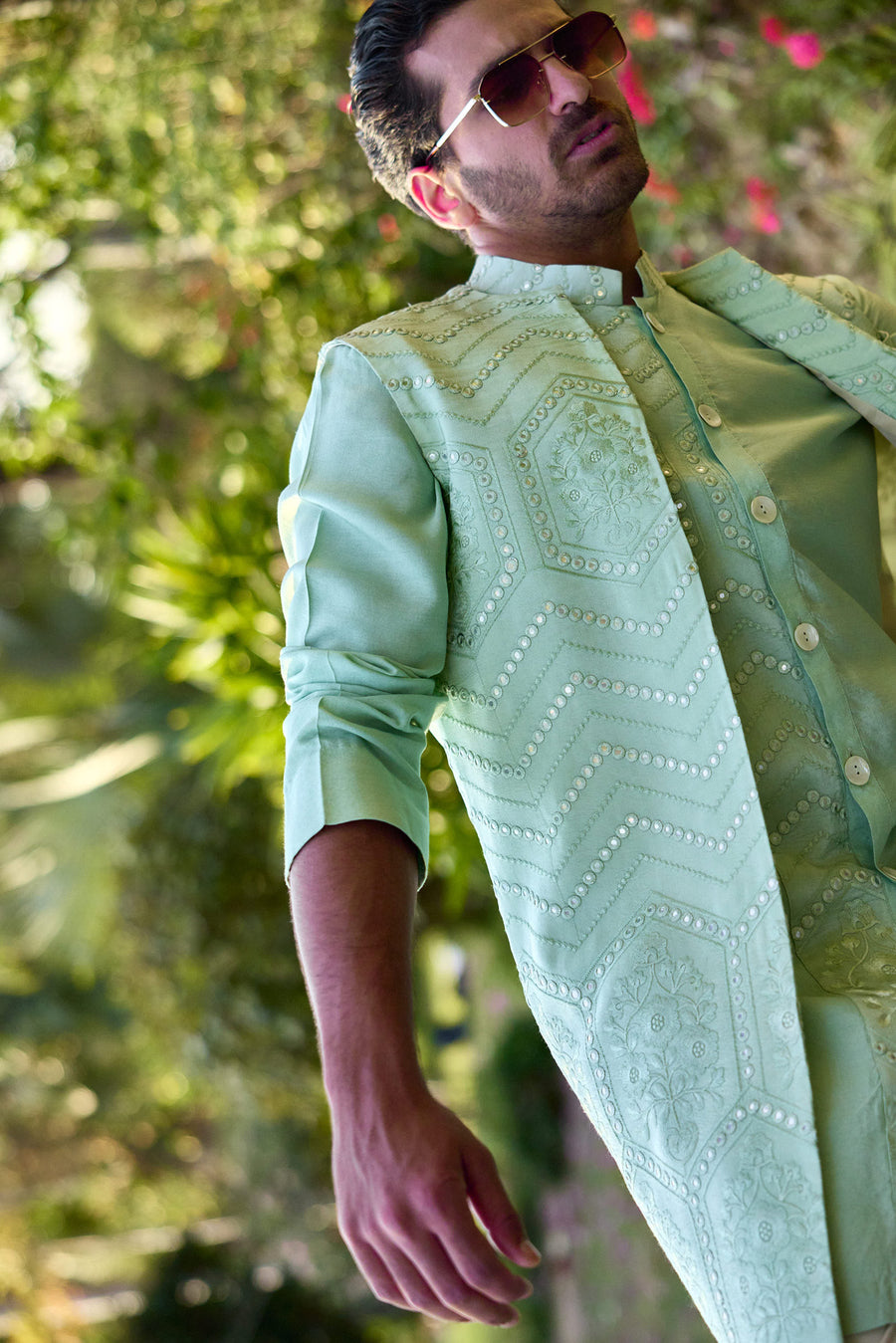 Mint Green Kurta Bandi Set for Festive Occasions - Fateh Bandi Set
