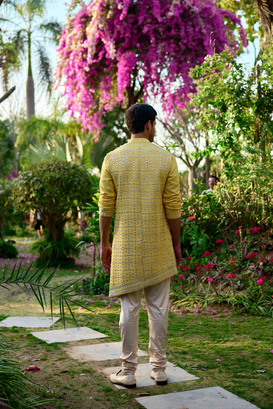Handmade Yellow Bandi Kurta Set for Men - Jaisalmer Bandi Set