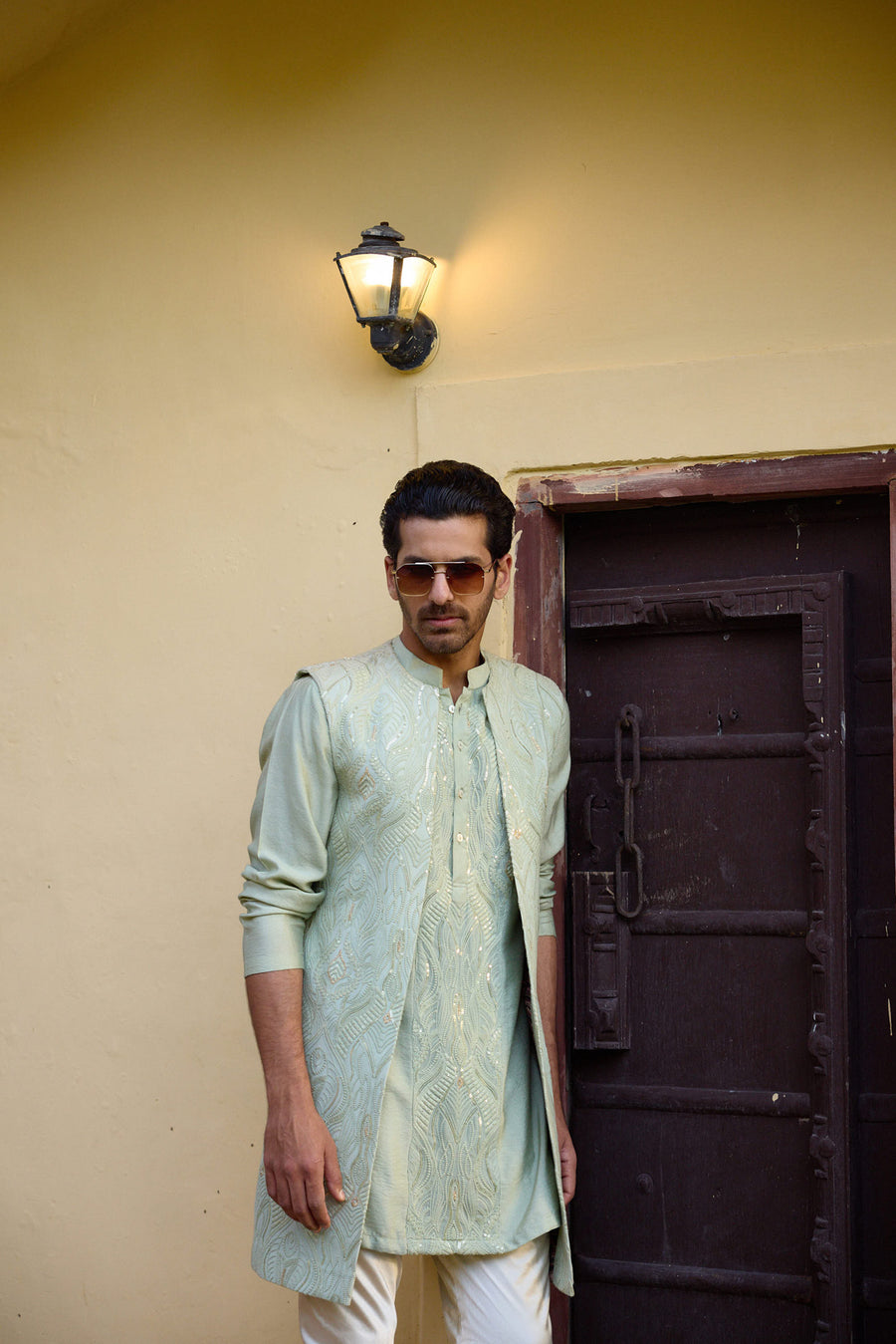 Green Bandi Kurta Set for Men - Raas Bandi Set