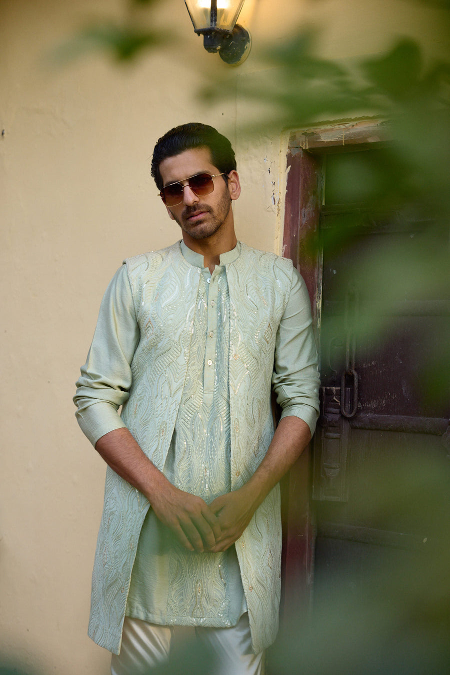 Green Bandi Kurta Set for Men - Raas Bandi Set