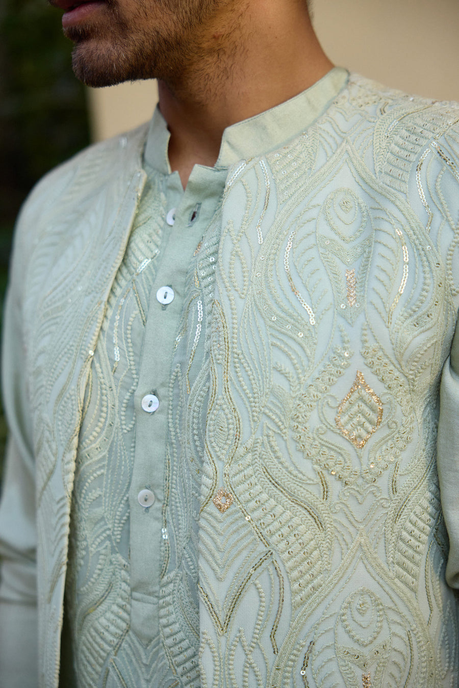 Green Bandi Kurta Set for Men - Raas Bandi Set