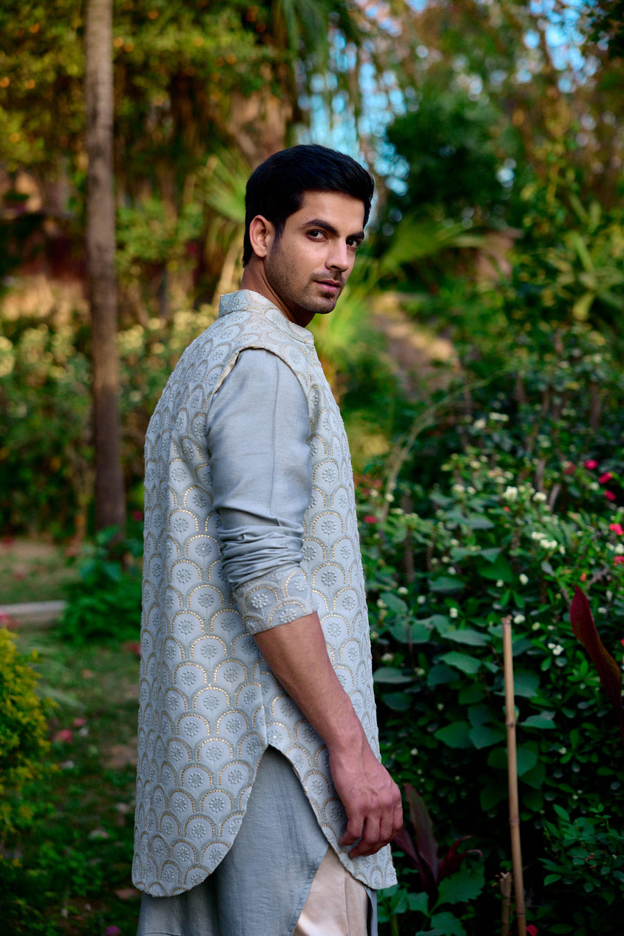 Grey Bandi Kurta Set for Men - Rambagh Bandi Set