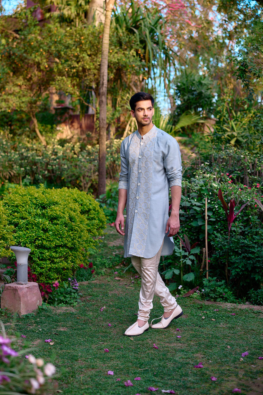 Grey Bandi Kurta Set for Men - Rambagh Bandi Set