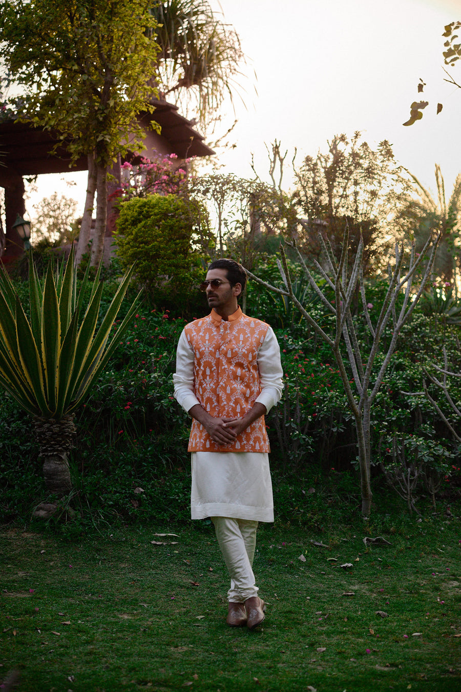 Orange Kurta Bandi Set for Men - Gohar Bandi Set