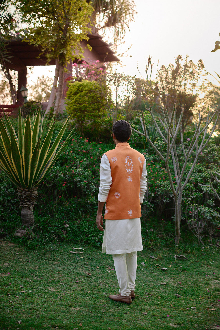 Orange Kurta Bandi Set for Men - Gohar Bandi Set