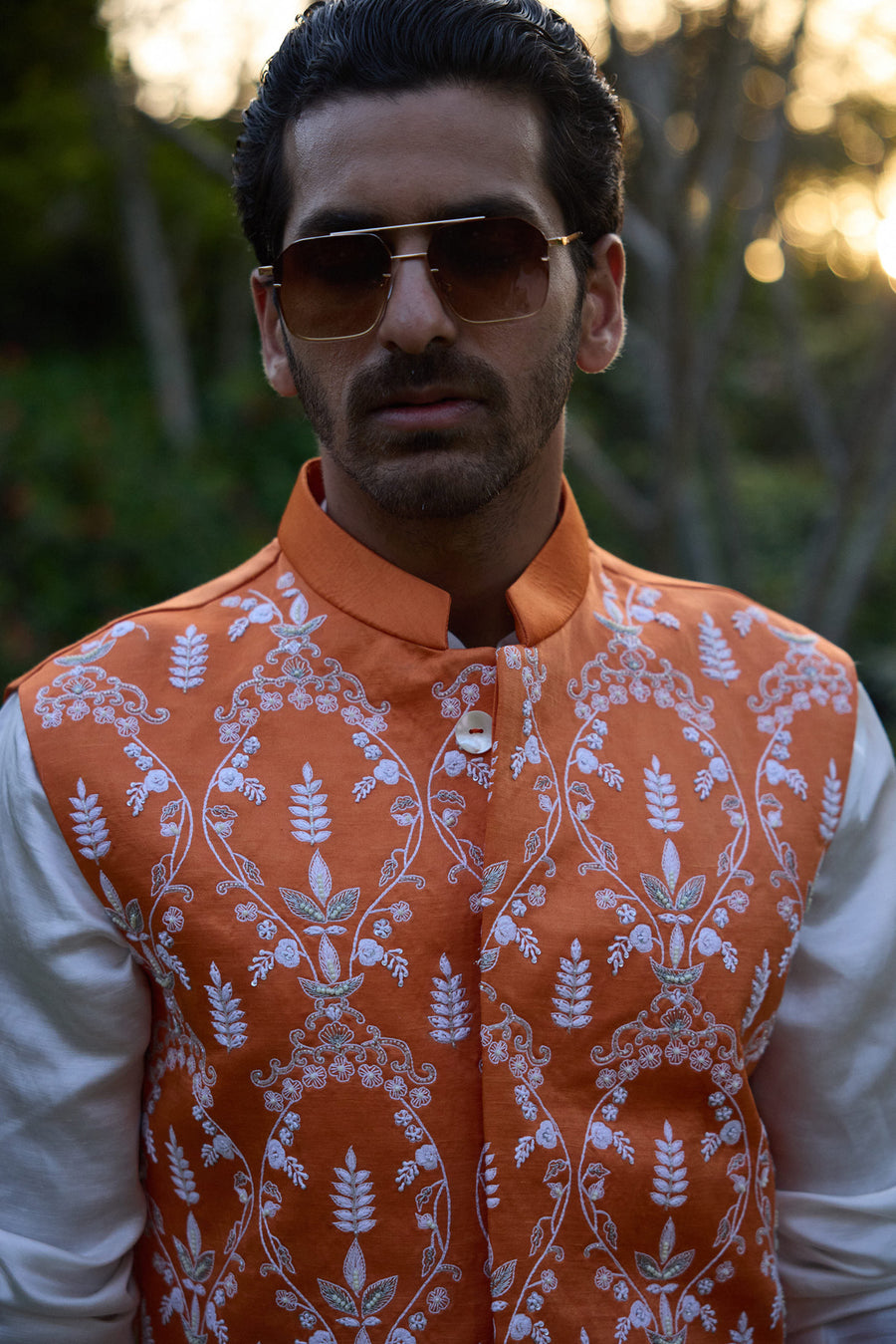 Orange Kurta Bandi Set for Men - Gohar Bandi Set