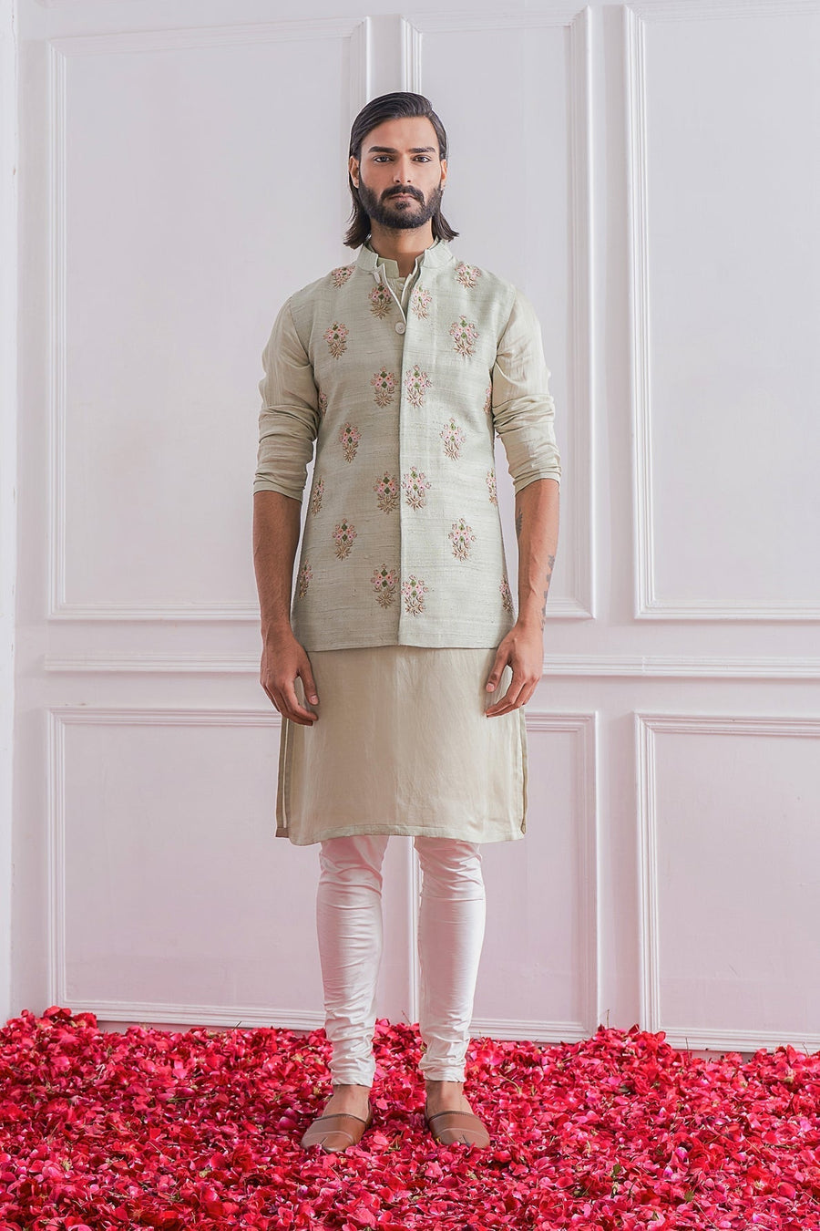 Mint Green Nehru Kurta Bandi Set - Lahore Bandi Set