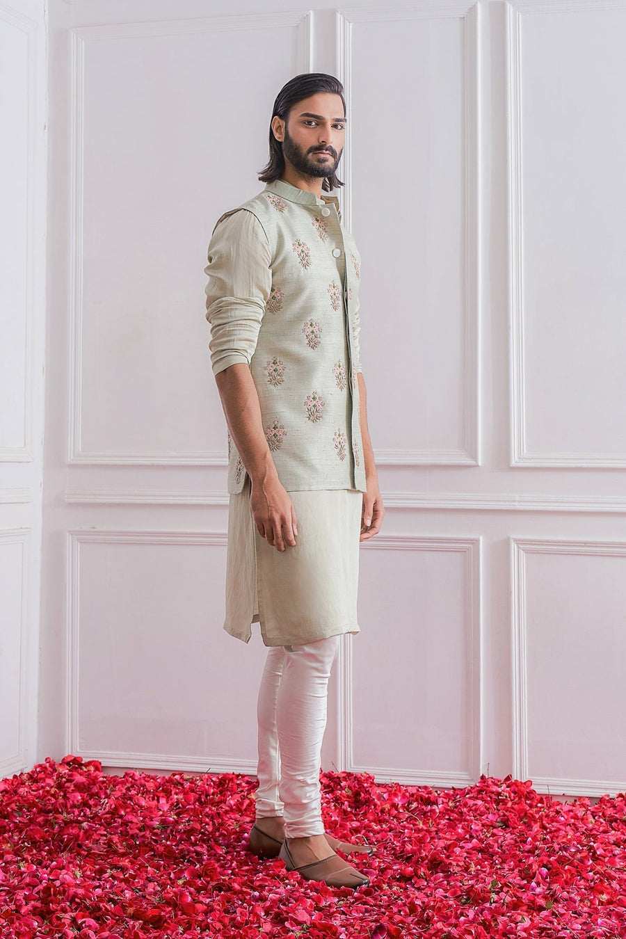 Mint Green Nehru Kurta Bandi Set - Lahore Bandi Set