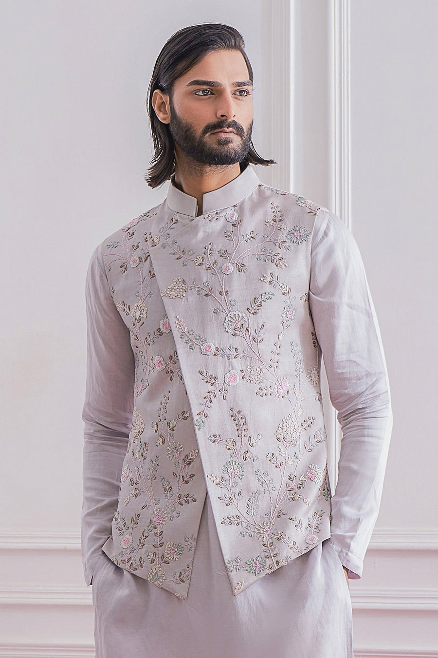 Steel Grey Bandi Kurta for Men - Okara Bandi Set