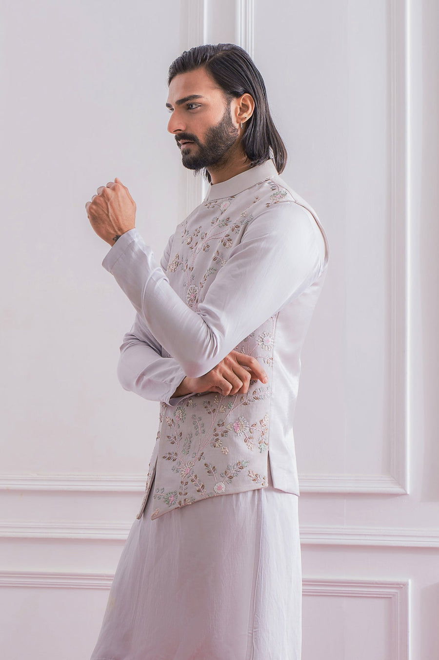 Steel Grey Bandi Kurta for Men - Okara Bandi Set