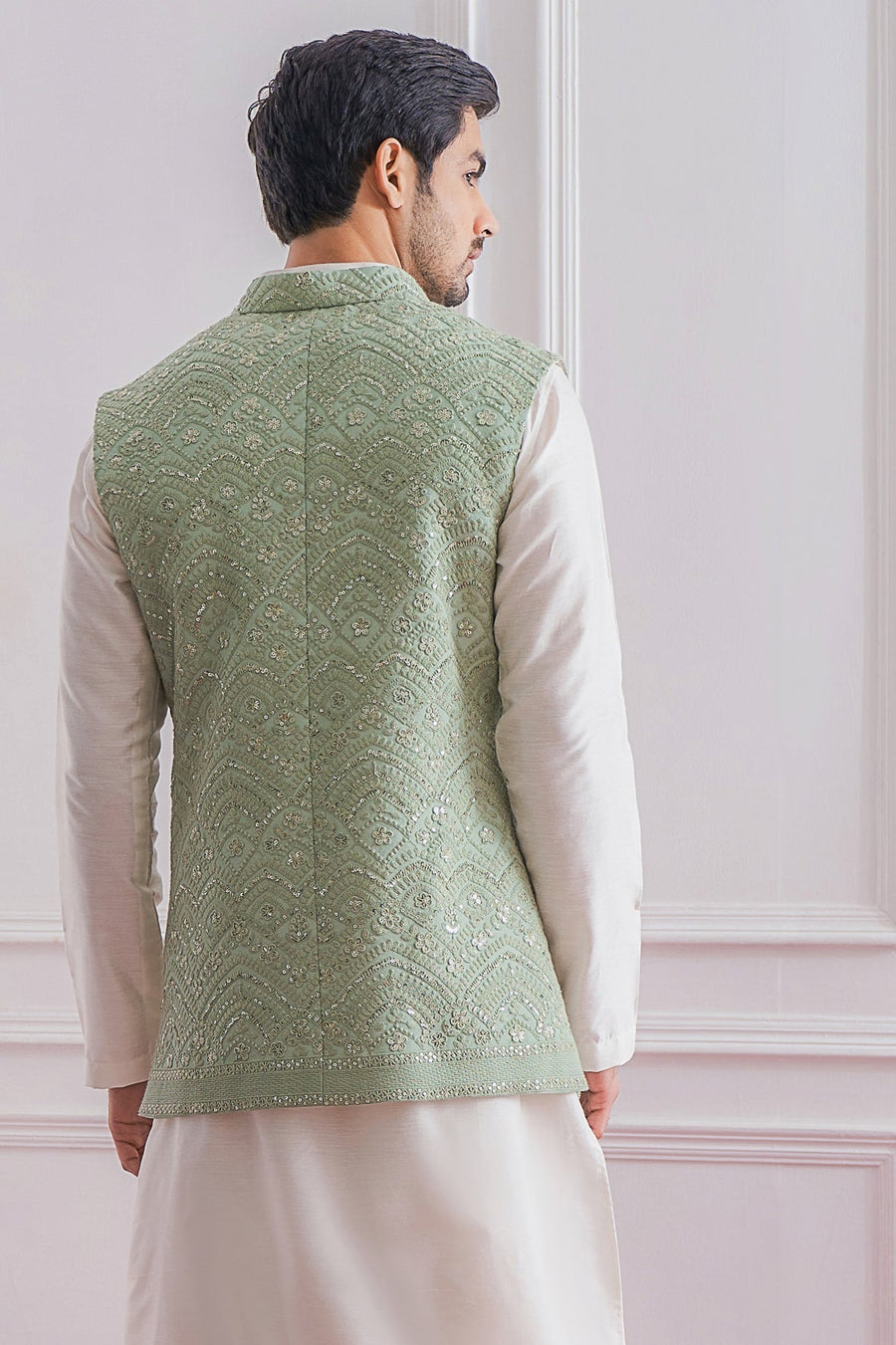 Mint Green Bandi Set for Men by Ankit V Kapoor - Turbat Bandi Set