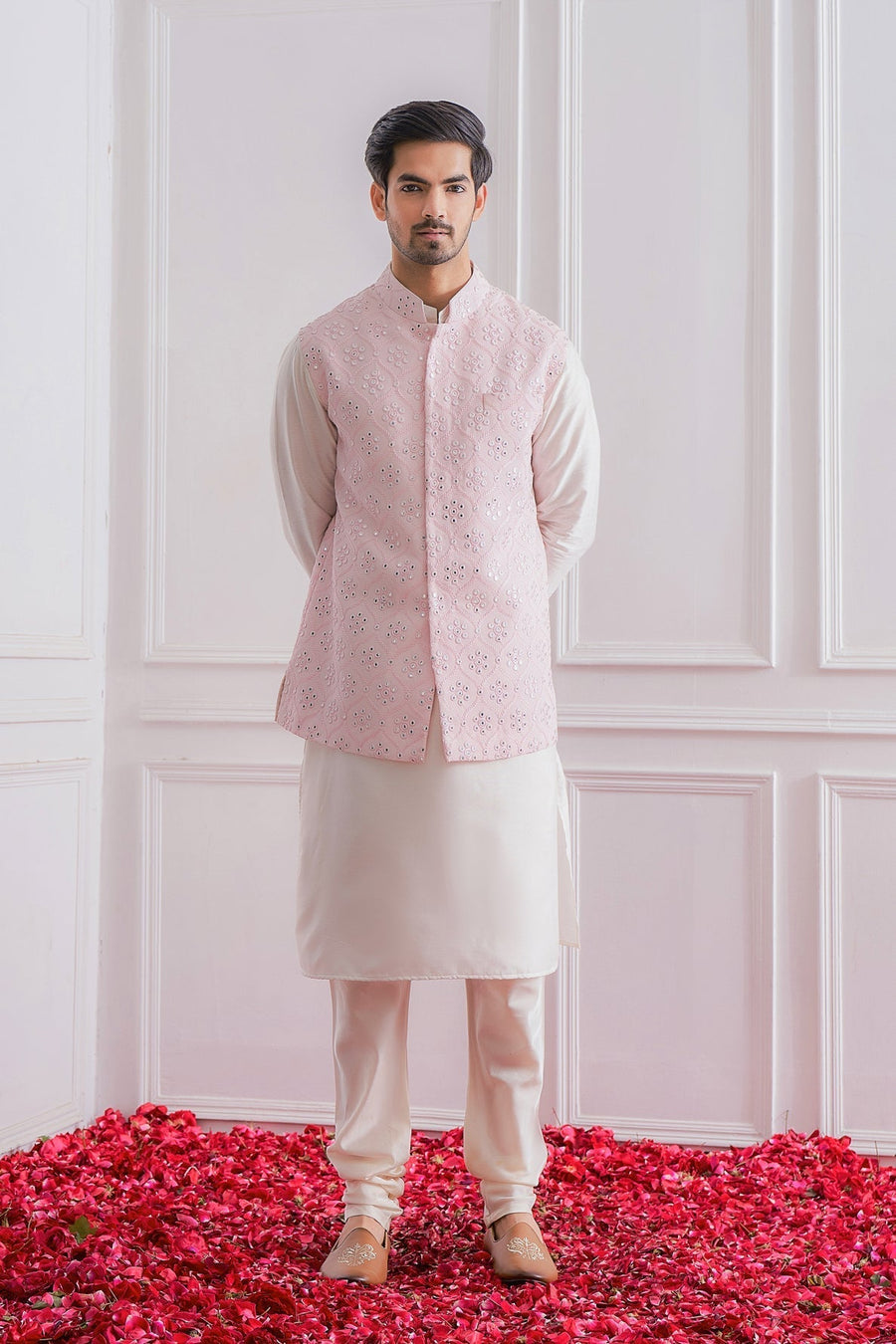 Pink Bandi Set for Men by Ankit V Kapoor - Hasilpur Bandi Set