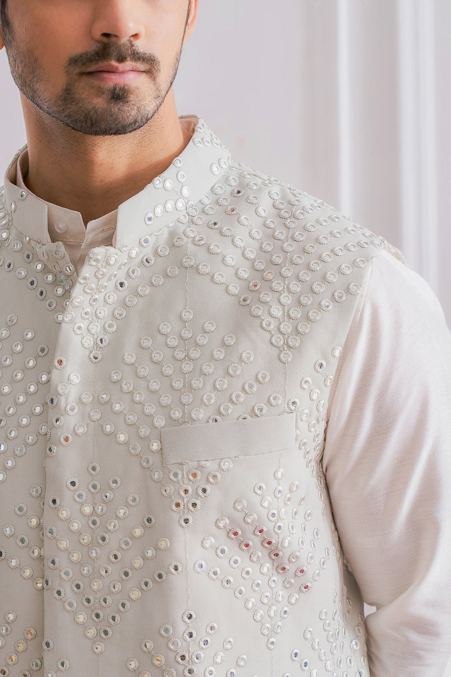 Sage Green Bandi for Men by Ankit V Kapoor - Narolwal Bandi Set