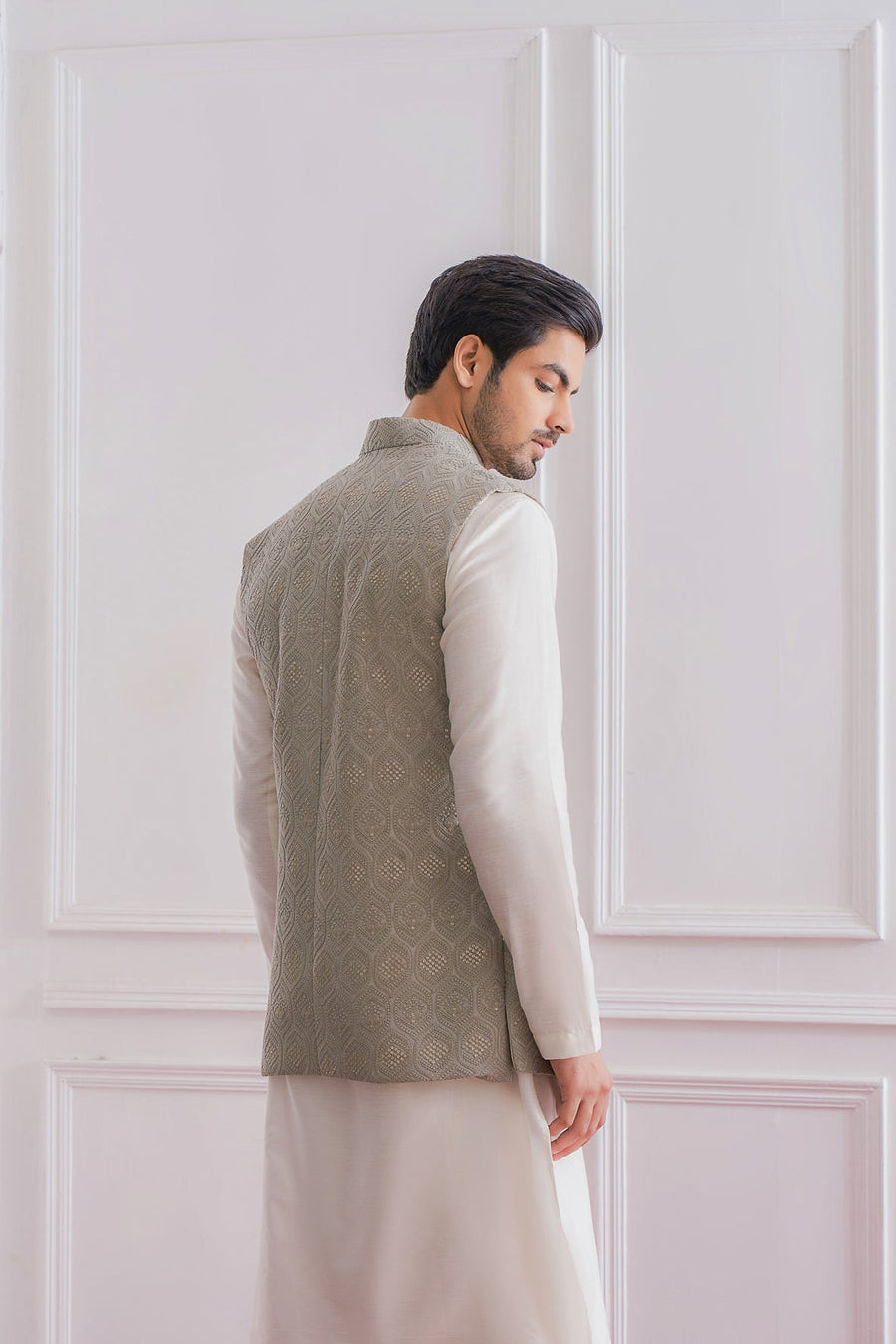 Grey Kurta Bandi Set by Ankit V Kapoor - Gojra Bandi Set