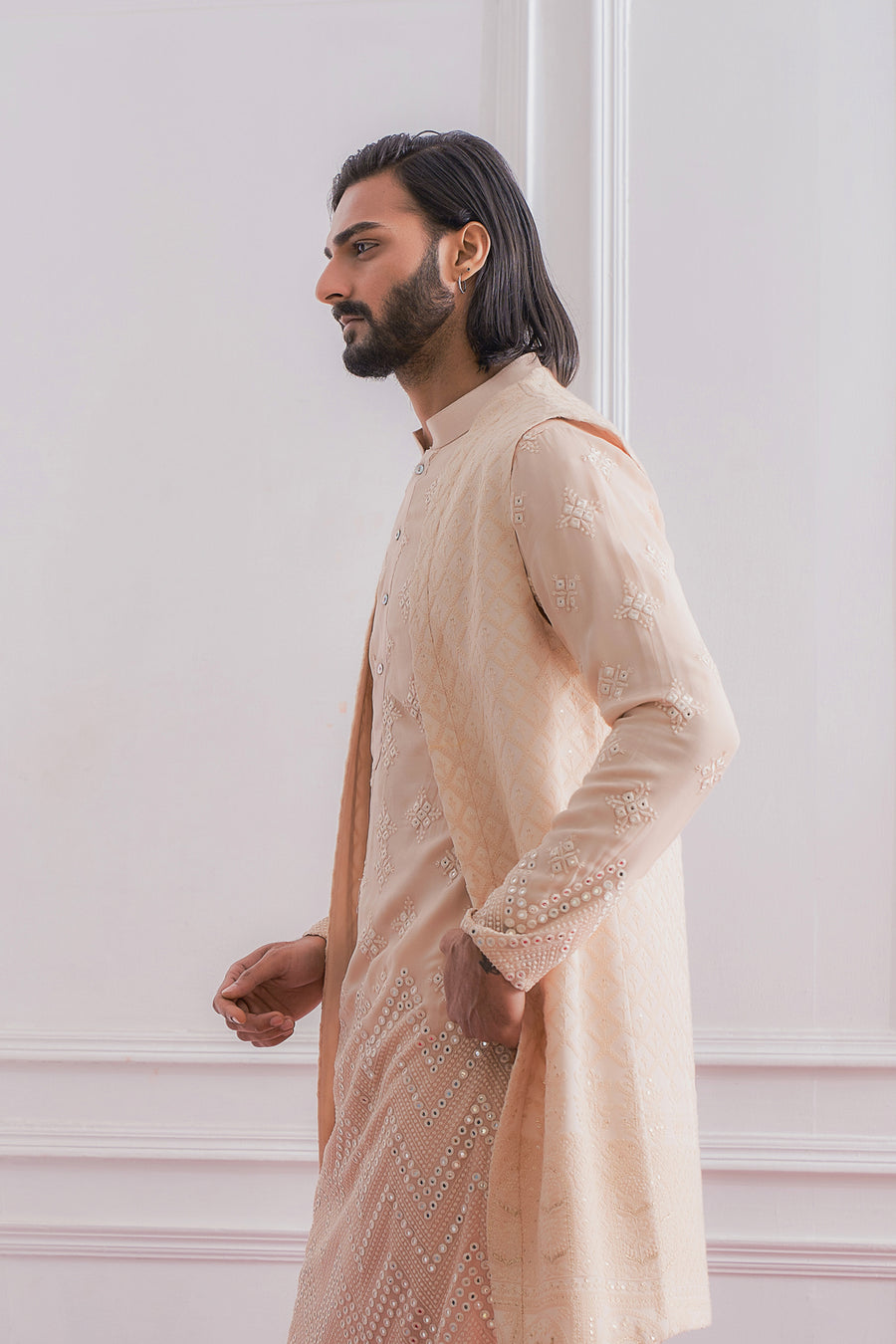 Dusty Rose Bandi Kurta for Men for Wedding - Bahawalpur Bandi Set