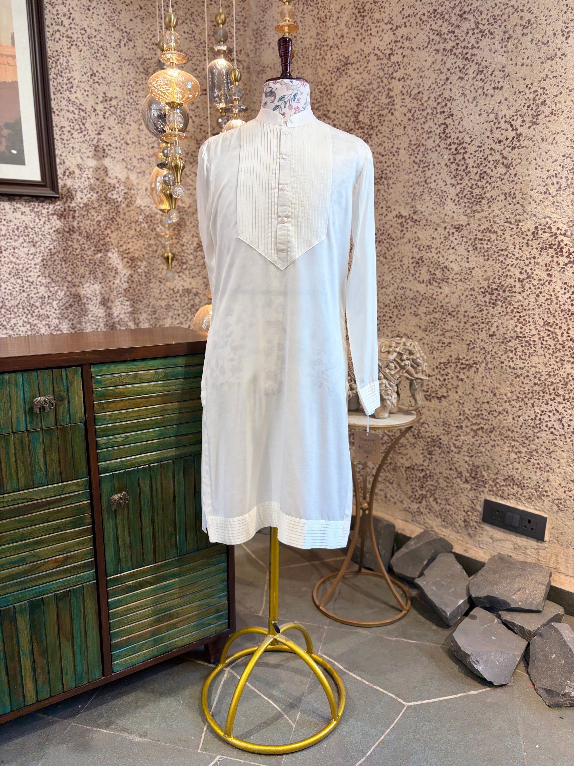Ivory Pleated Kurta