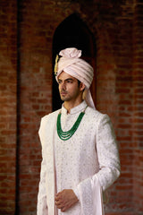 AMEERA SHERWANI SET (POWDER PINK)
