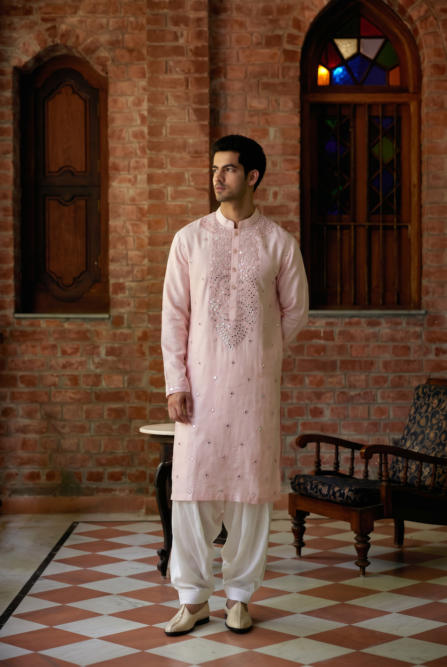 MANSOOR KURTA - POWDER PINK