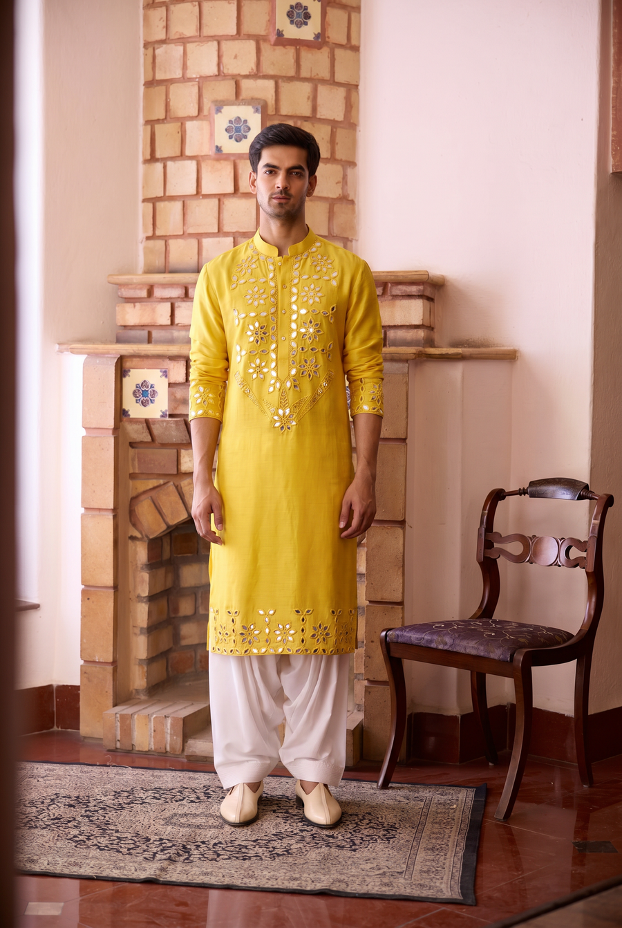 JUNA MAHAL KURTA - HALDI YELLOW