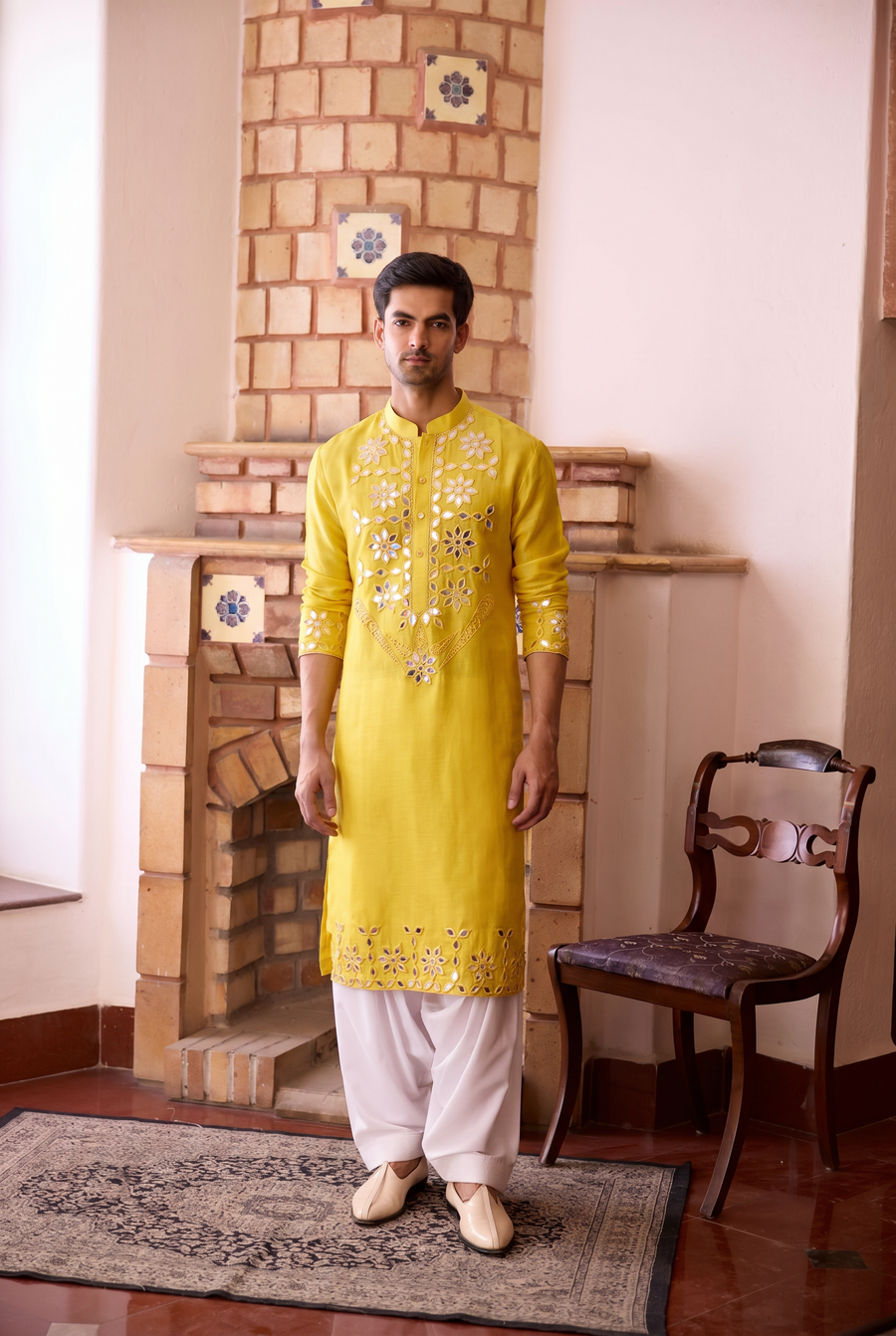 JUNA MAHAL KURTA - HALDI YELLOW