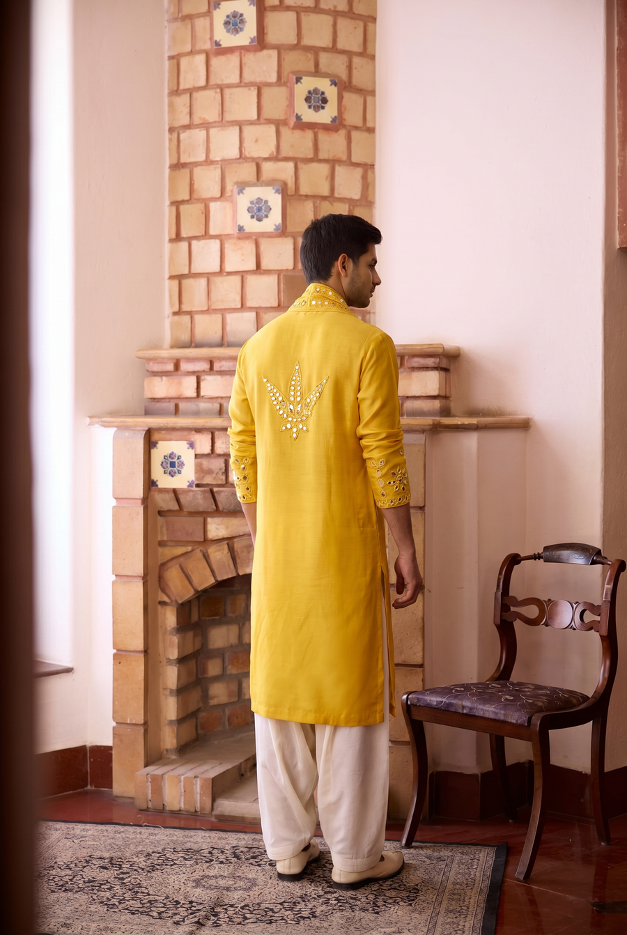JUNA MAHAL KURTA - HALDI YELLOW