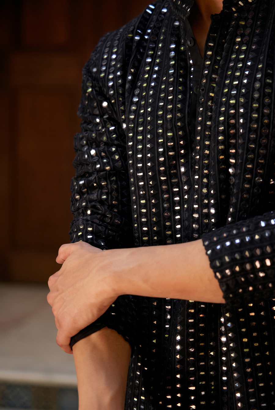 Black Mirror Work Kurta Set for Men | Yasir by AVK