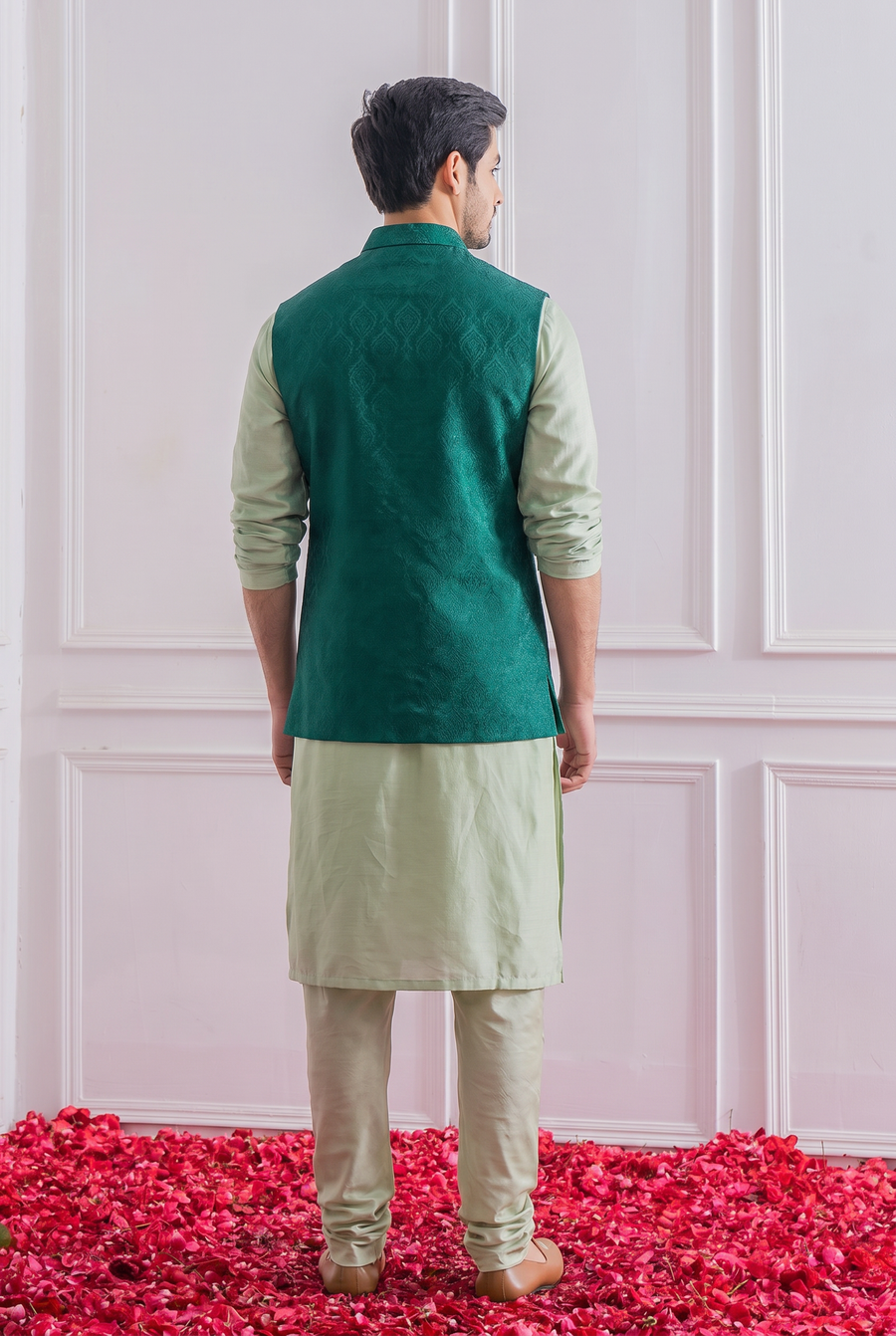 Emerald Green Bandi Set for Men by Ankit V Kapoor - Mirpur Bandi Set