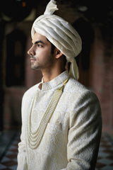 FAIZAN SHERWANI SET (IVORY)