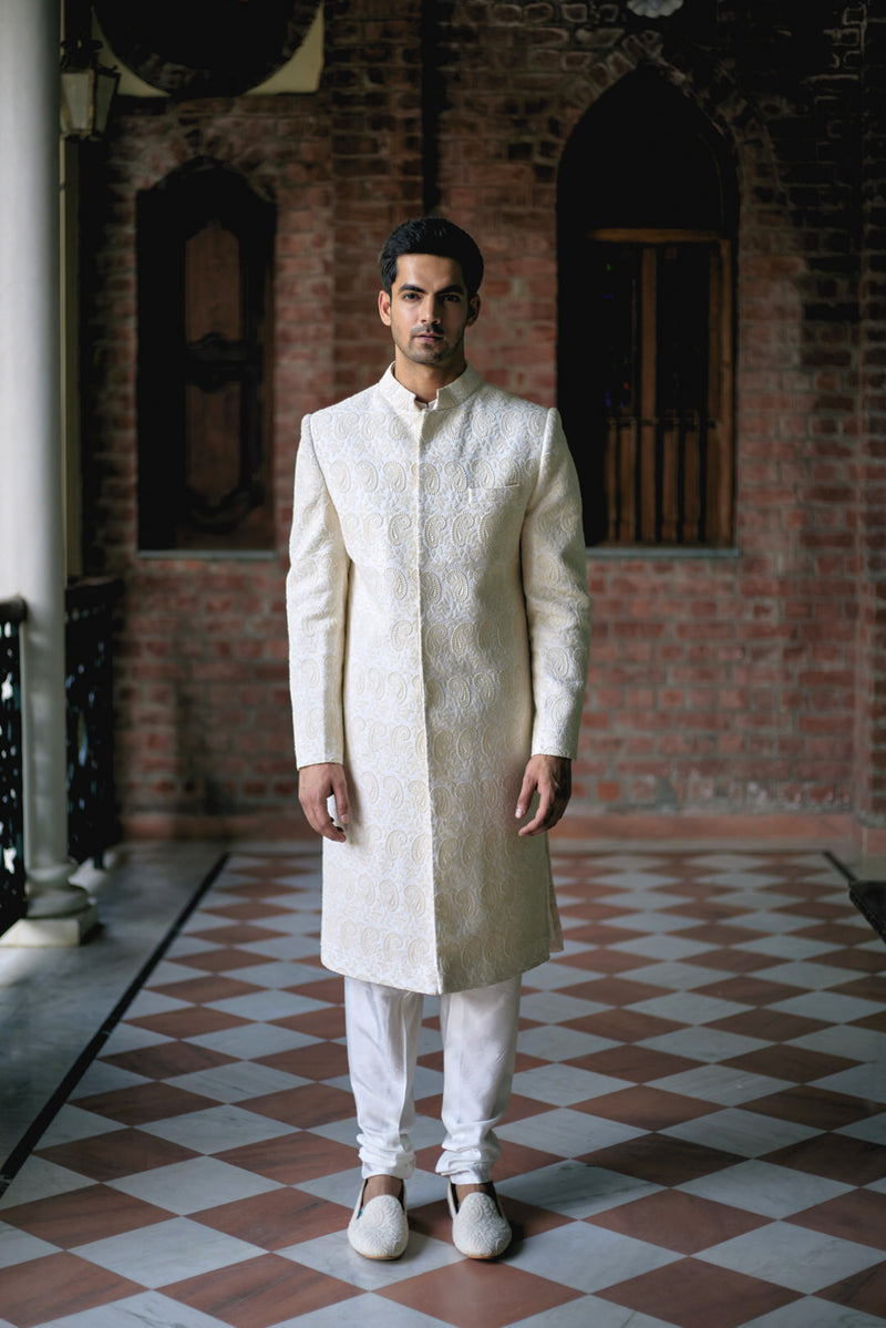 FAIZAN SHERWANI SET (IVORY)