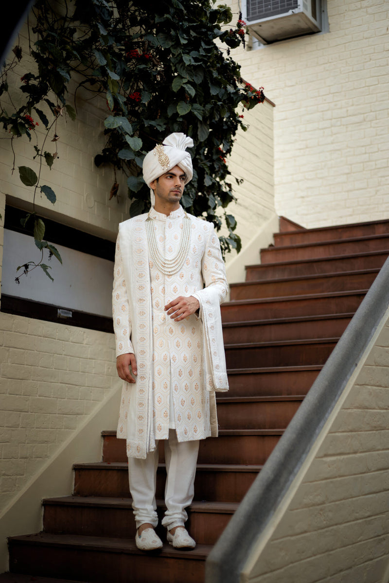 FAHAD SHERWANI SET (IVORY)