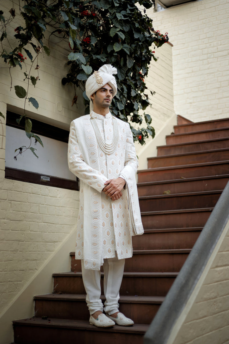 FAHAD SHERWANI SET (IVORY)